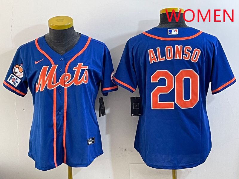 Women New York Mets #20 Alonso Blue Game Fashion 2025 Nike MLB Jersey style 1->women mlb jersey->Women Jersey